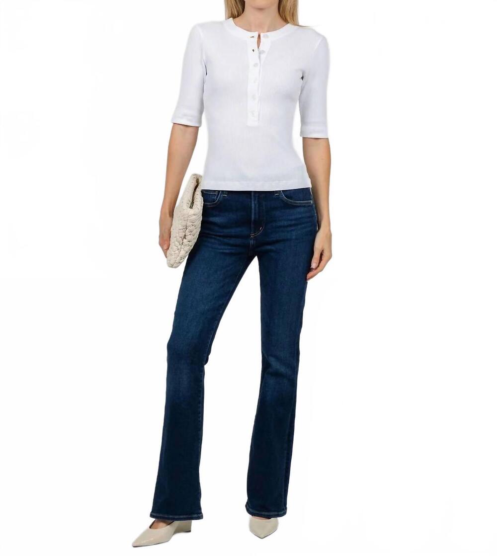 NEW CITIZENS OF HUMANITY nali short sleeve henley tee in white